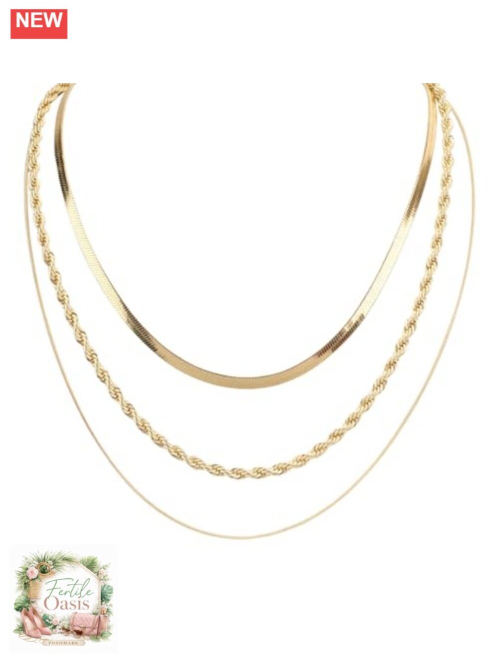 3pcs Stackable Gold Layer Necklaces Dainty Delicate Chain Set for Women